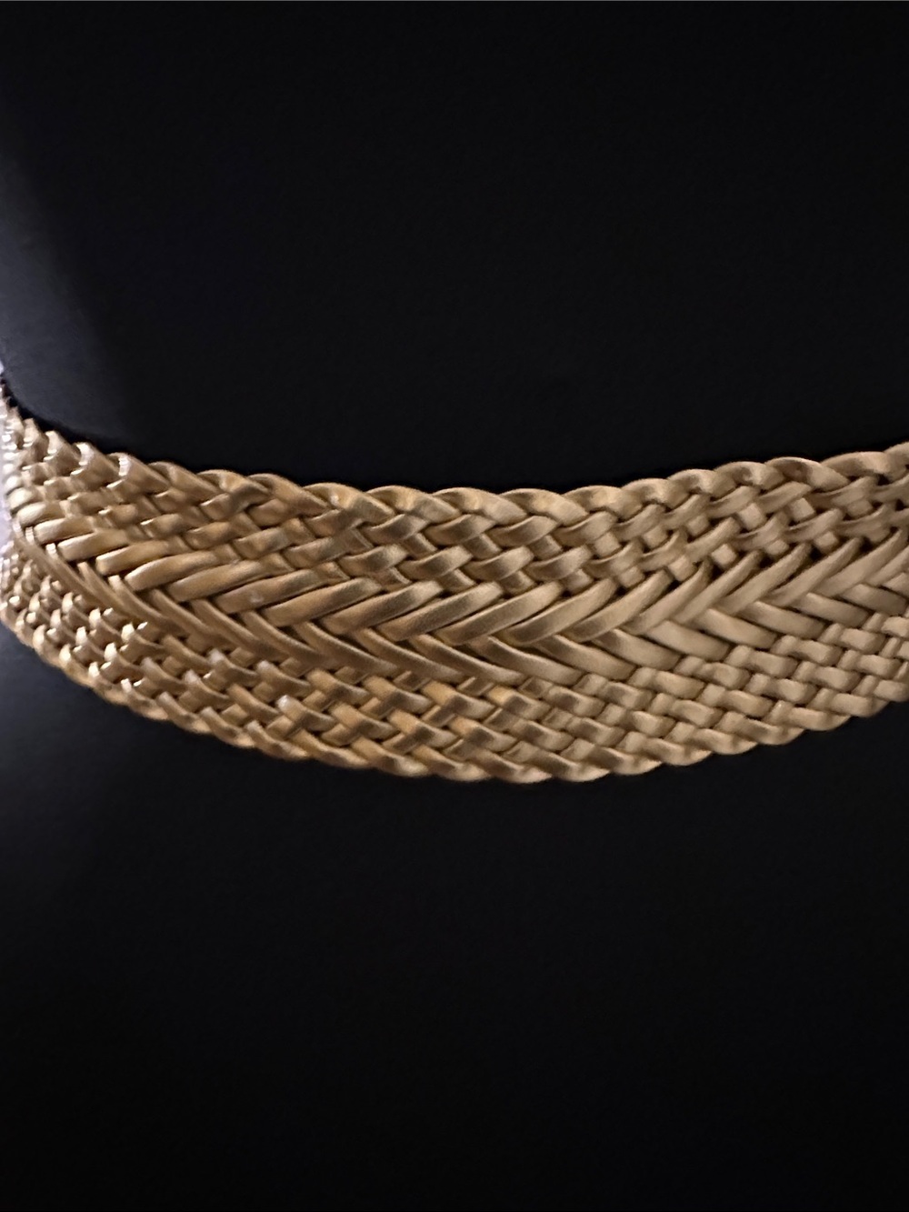 Woven Metallic Gold Women's Belt - Statement Waist Accessory Large - Picture 5 of 7